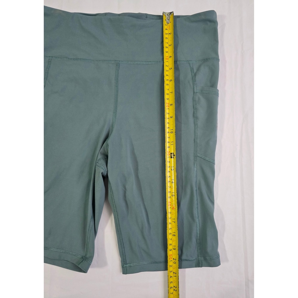 Nine West Active Womens Sage Green High Waisted Biker Shorts Side Pockets Large - Picture 6 of 13